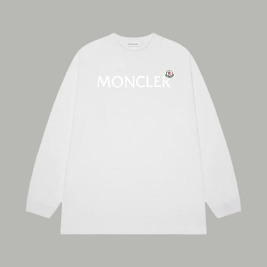 Classic Flocked Letter Cotton Long Sleeve Shirt