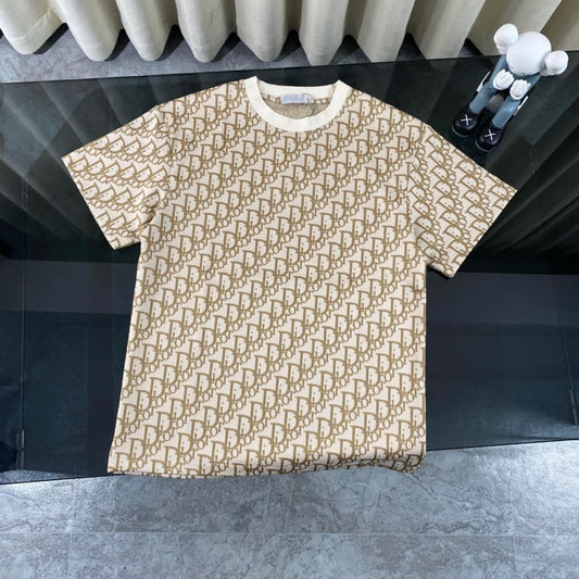 2025 New Beige Jacquard All-Over Print T-shirt