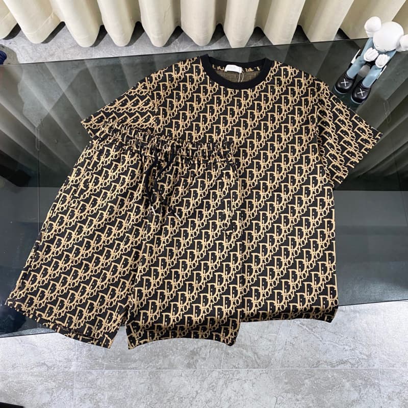 2025 New Brown Jacquard All-Over Print T-shirt