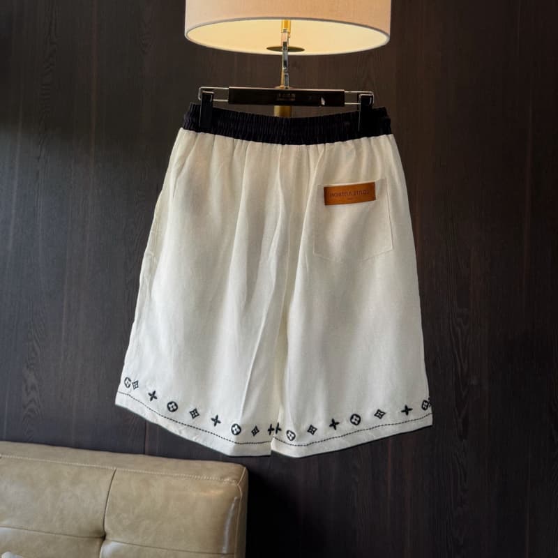 3D Letter Embroidery White T-Shirt & Shorts Set