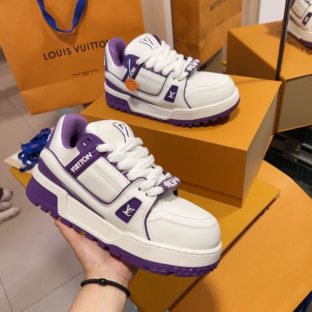 Trendy Purple Leather Sneakers