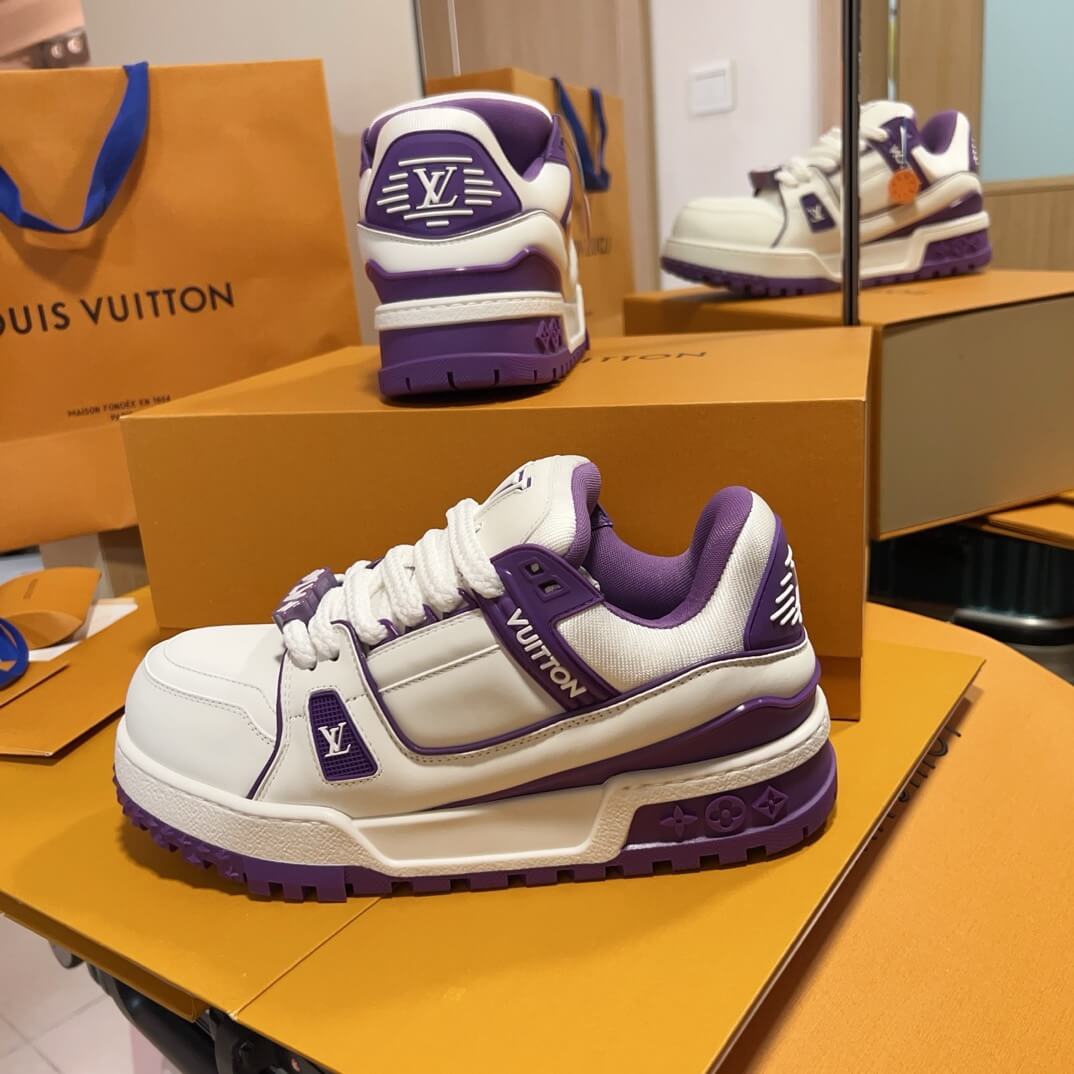 Trendy Purple Leather Sneakers