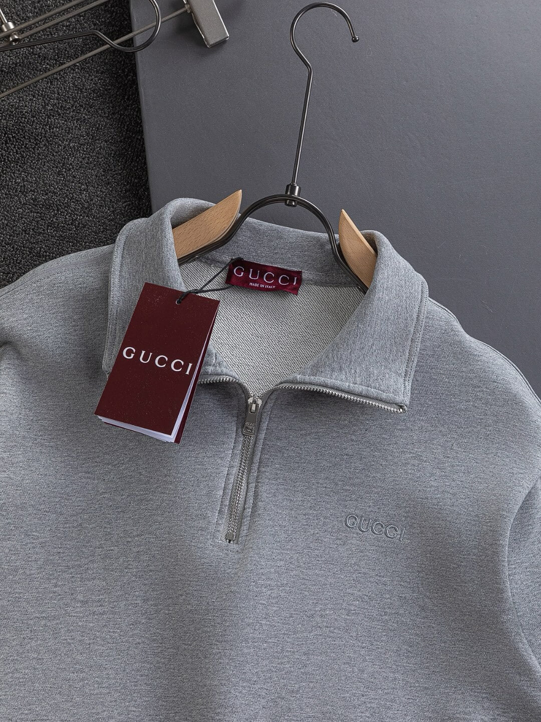 Zipper Letter Embroidery Sweatshirt