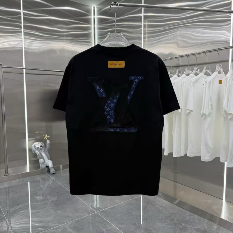 2025 Denim Patch Colorblock Embroidered T-Shirt