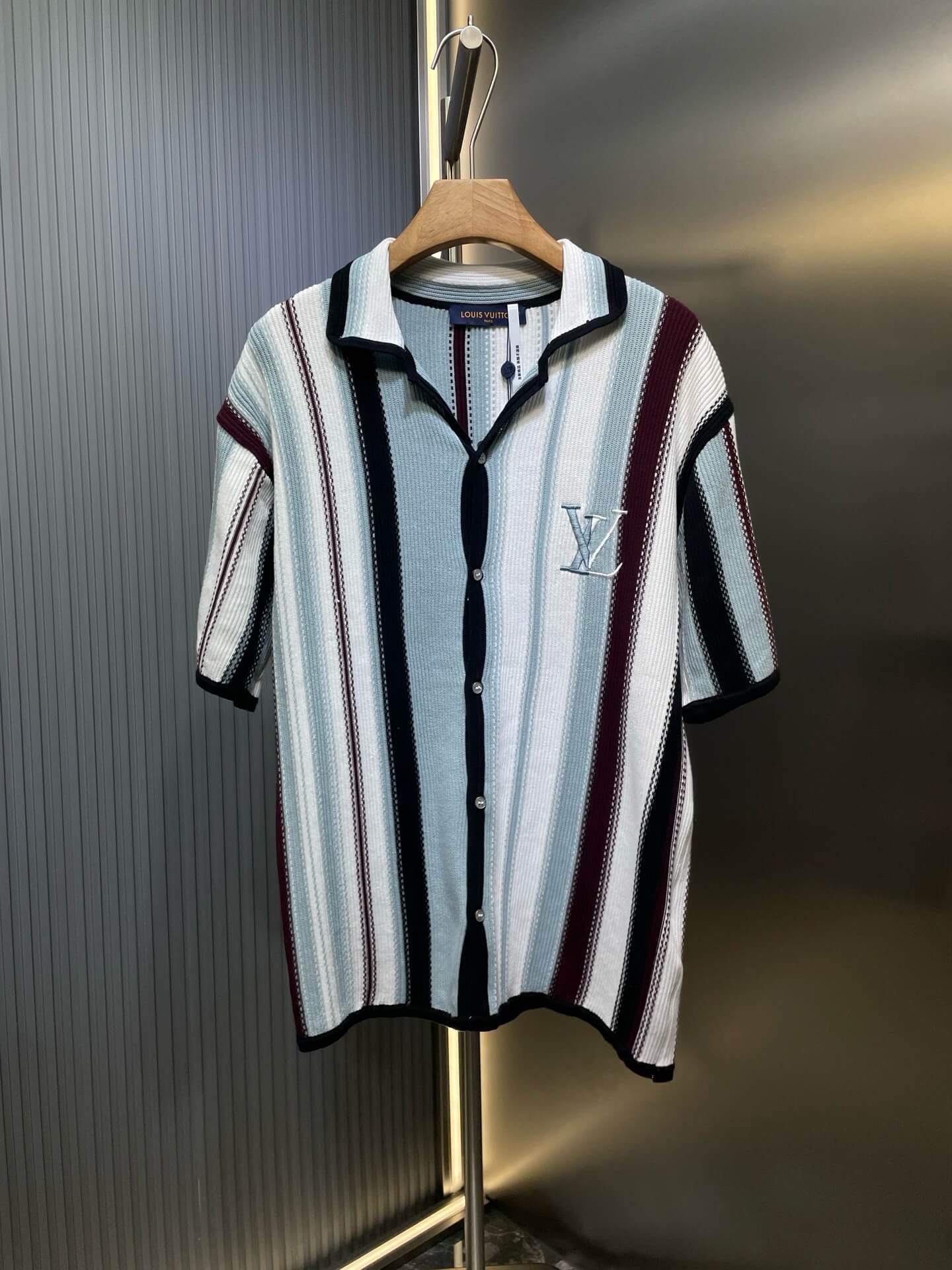 Striped Crochet Short-Sleeve T-Shirt