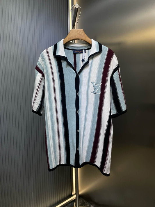 Striped Crochet Short-Sleeve T-Shirt