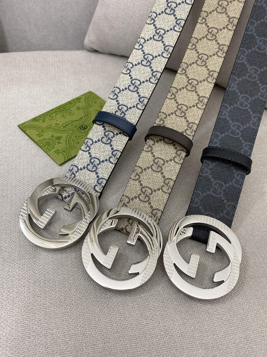 Trendy Monogram Webbing Belt with Metal Buckle