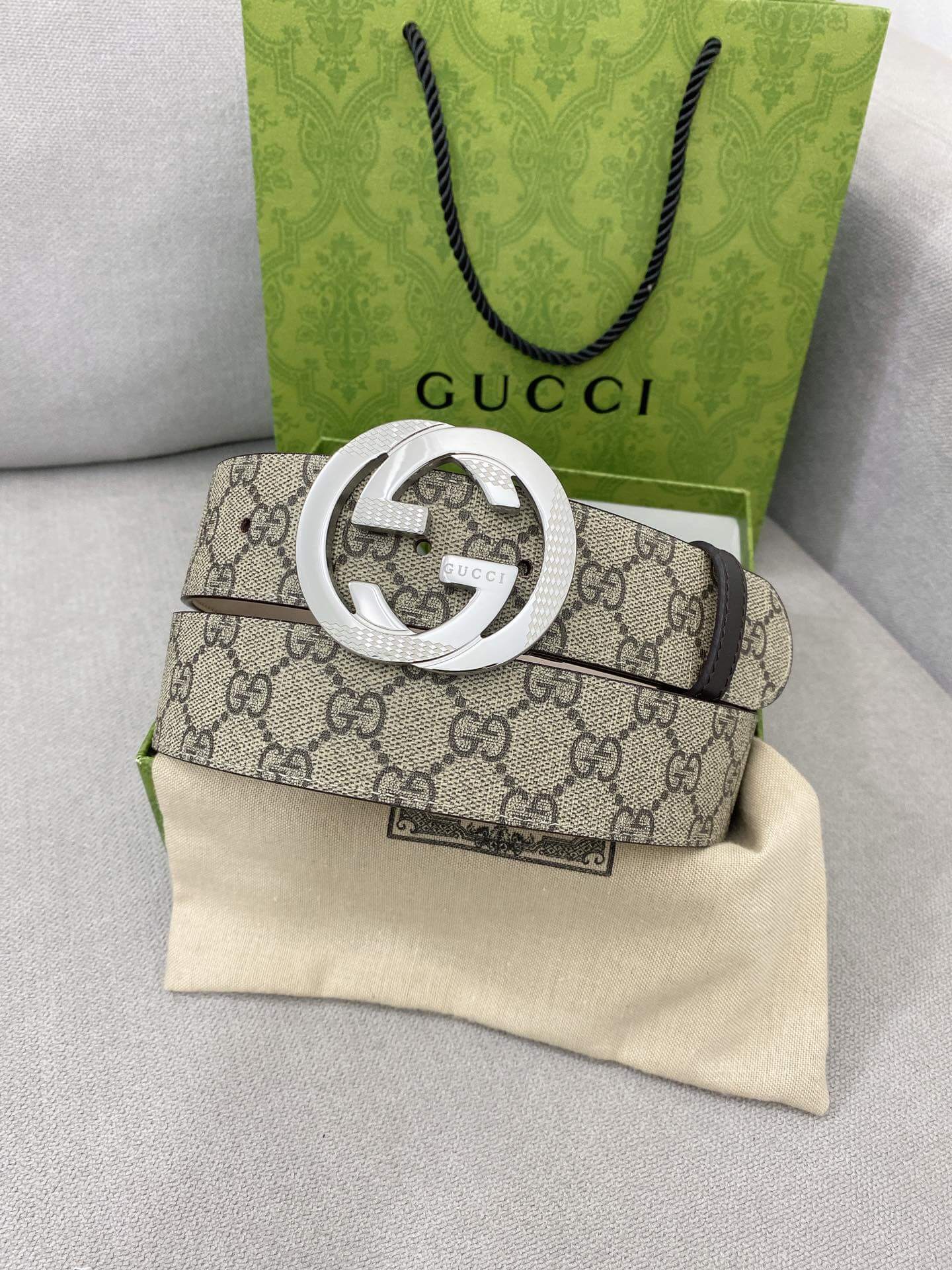 Trendy Monogram Webbing Belt with Metal Buckle
