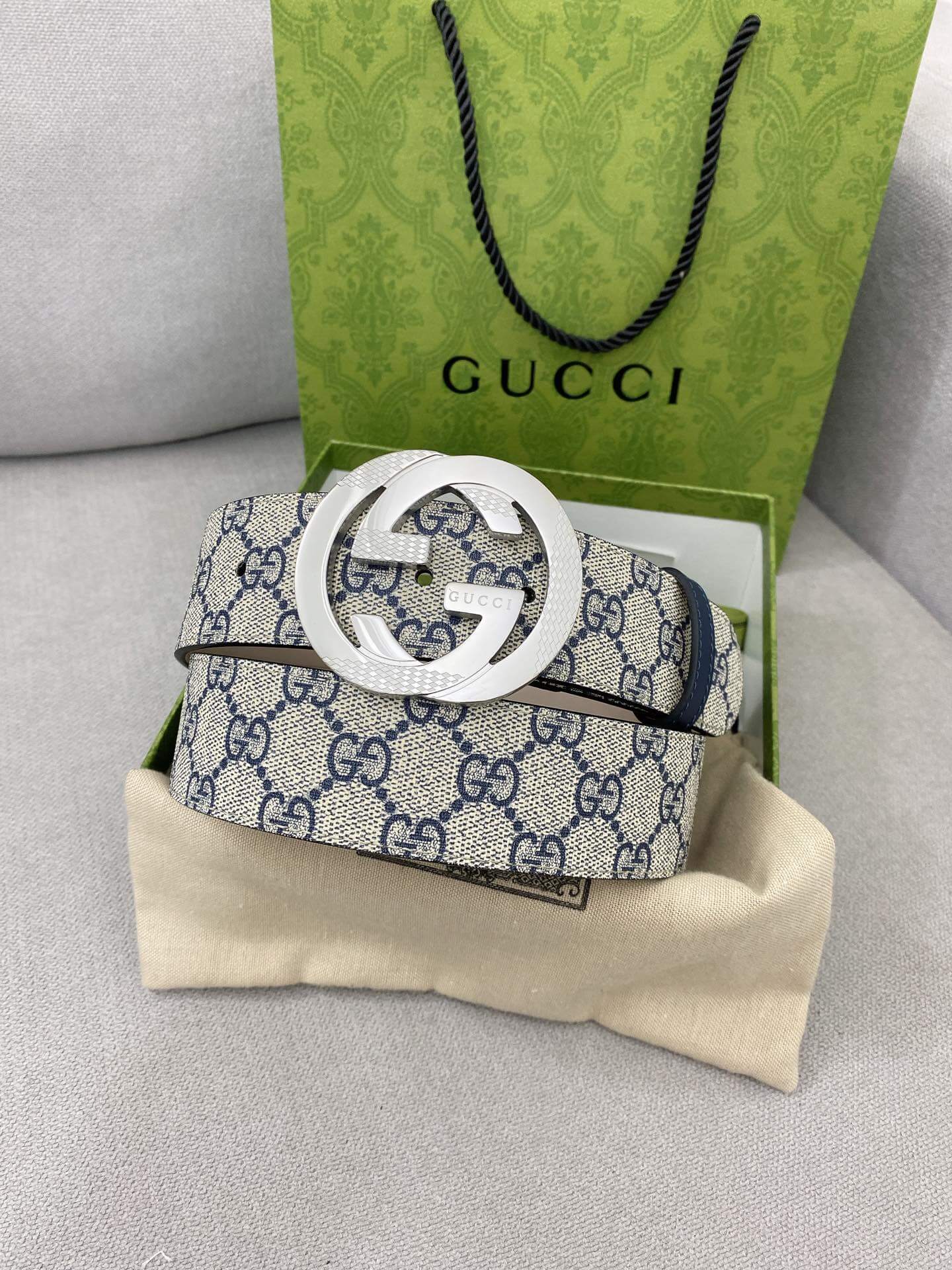 Trendy Monogram Webbing Belt with Metal Buckle