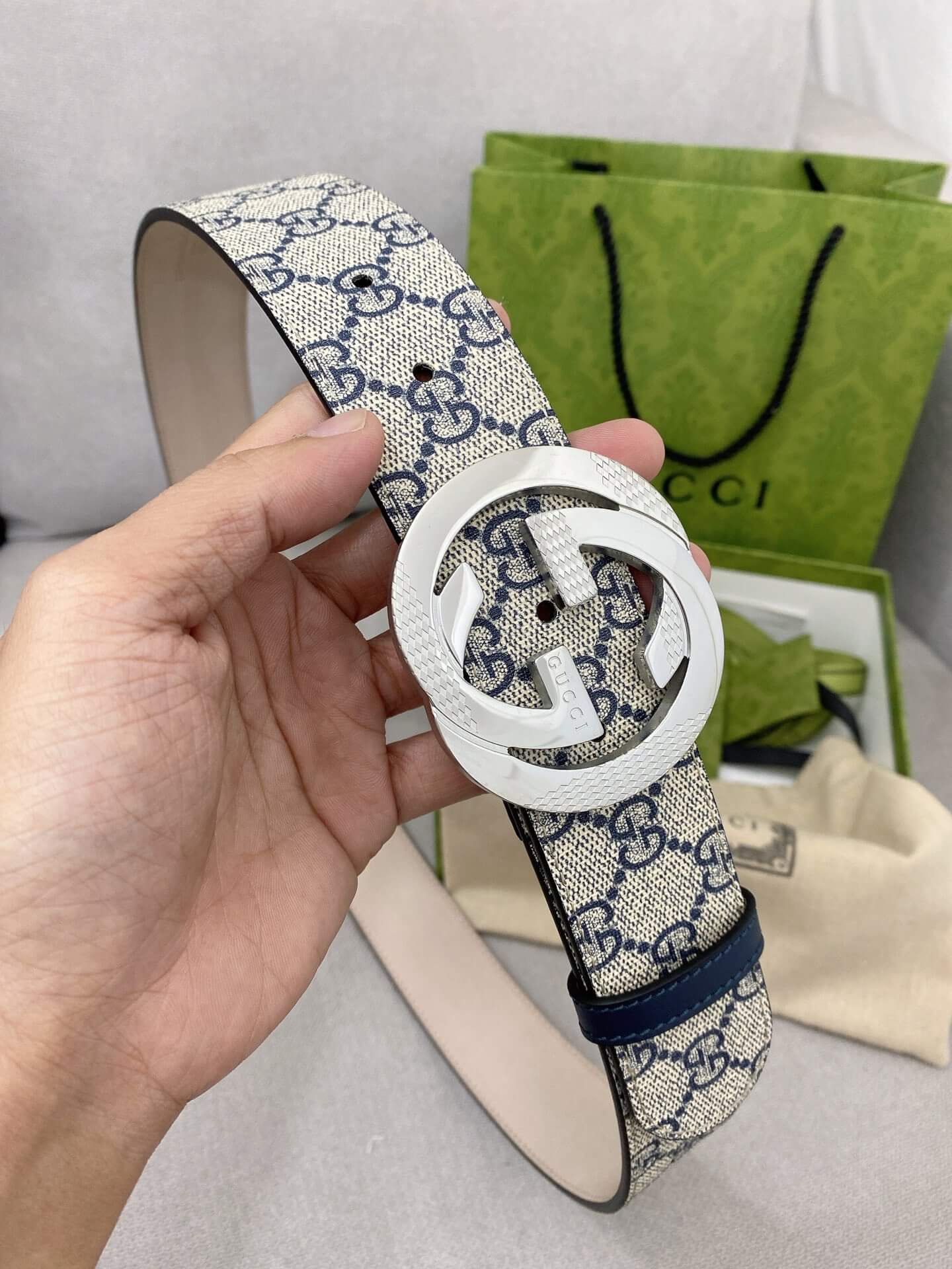 Trendy Monogram Webbing Belt with Metal Buckle