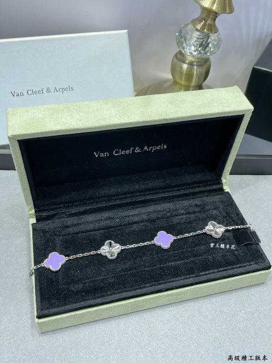 Classic Purple Clover Charm Bracelet