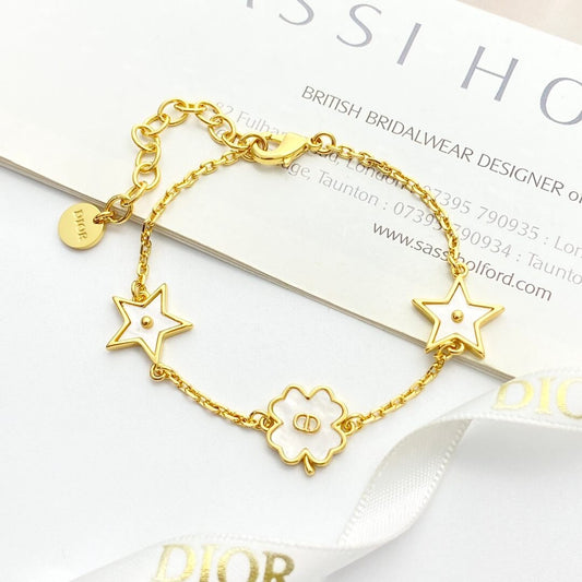 Classic White Star & Clover Charm Bracelet
