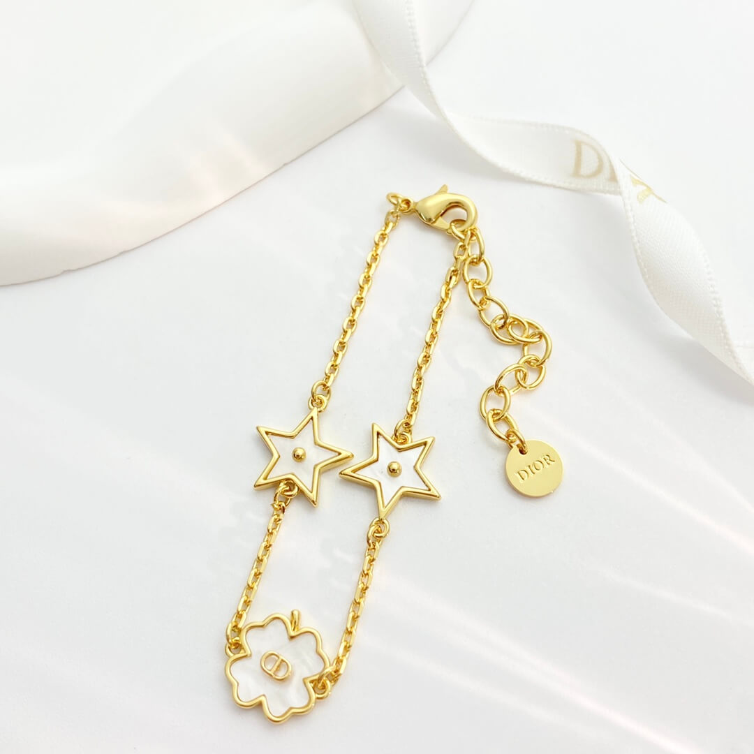 Classic White Star & Clover Charm Bracelet