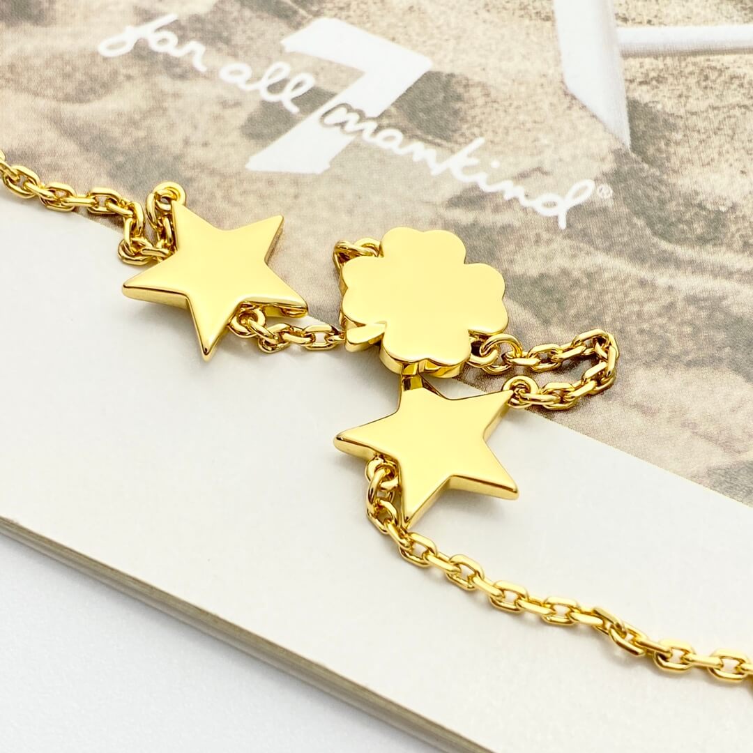 Classic White Star & Clover Charm Bracelet
